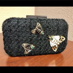 NEW! Sondra Roberts Jewel Moth Boucle Box Cltch